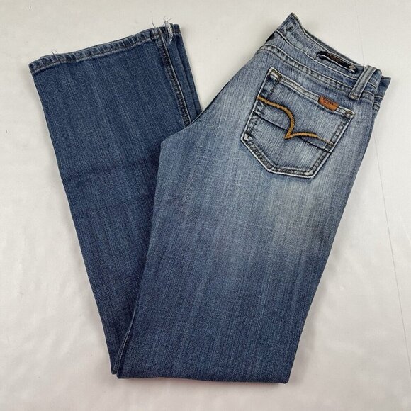Vigoss Jeans Bootcut Denim Jeans Women’s 5 Cotton Stretch Blue Distressed - Picture 1 of 12